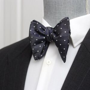 Big Butterfly Bow tie Men's Self tied Bow Tie Dusty Blue or Grey 100%silk S538‎